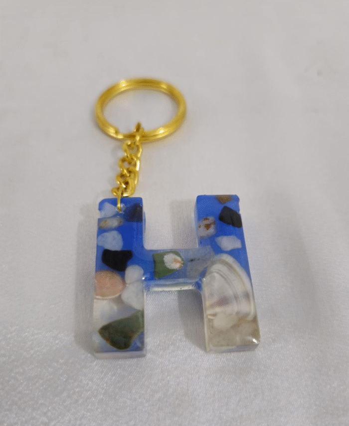Resin Pebble style Keyring Letter H