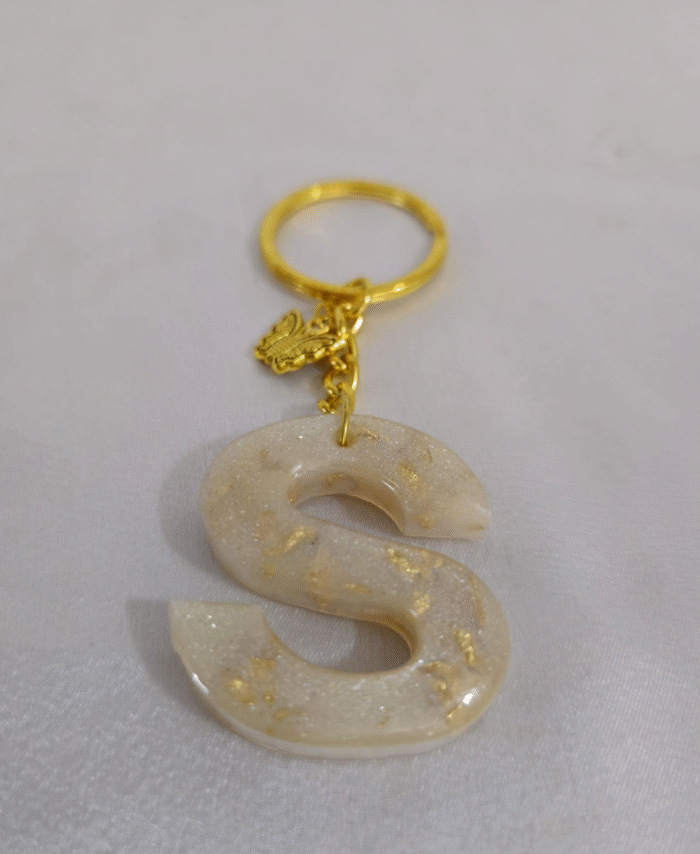 Resin Glitter Keyring Letter S