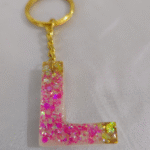 Resin Glitter Keyring Letter L