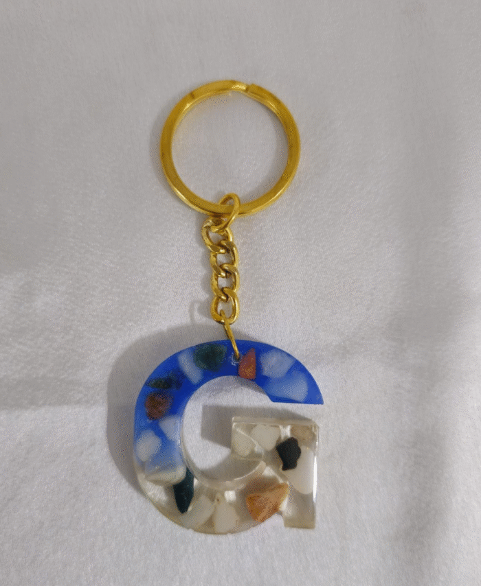 Resin Pebble style Keyring Letter G