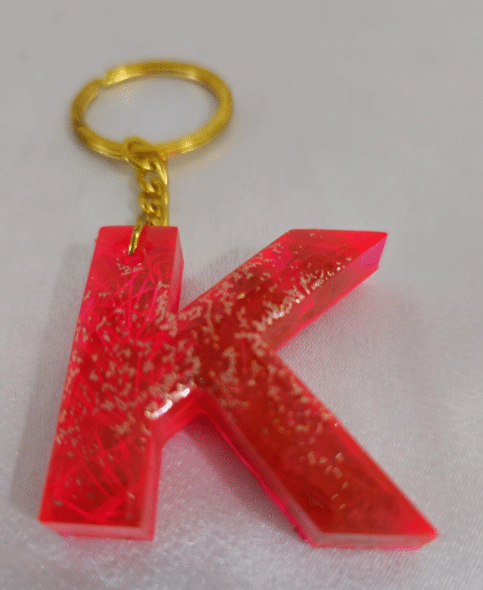 Resin Ribbon Keyring Letter K