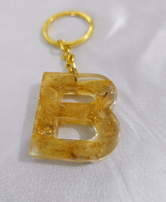 Resin Flower Preserved Keyring Letter B
