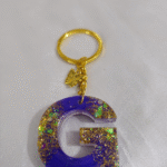 Resin Glitter Keyring Letter G