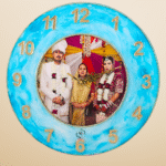 Custom resin wall clock with personalized wedding photo – unique couple anniversary or wedding gift