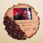 Personalized resin wedding photo plaque with preserved flowers – unique custom couple keepsake for anniversaries or weddings