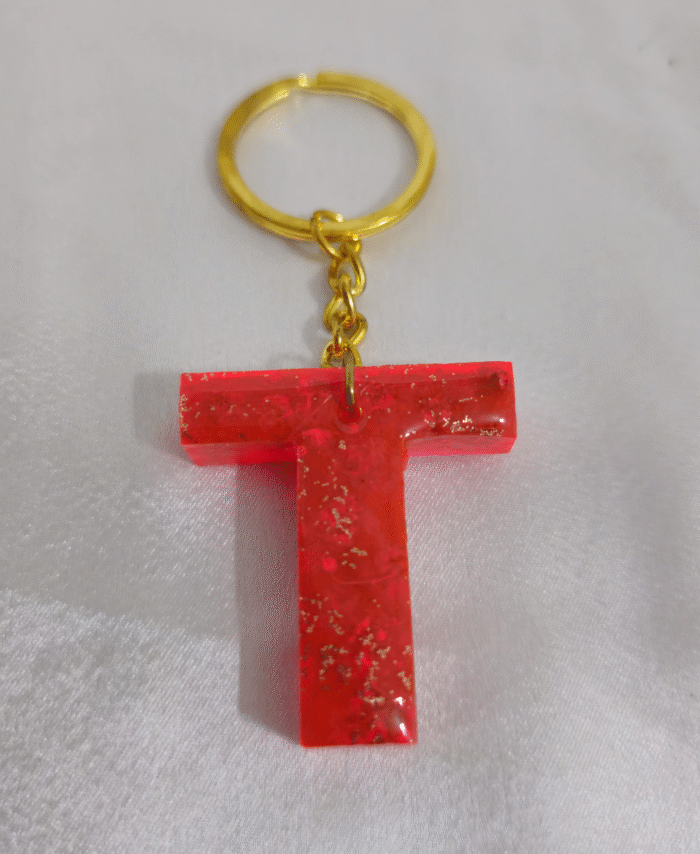 Resin Glitter Keyring Letter T