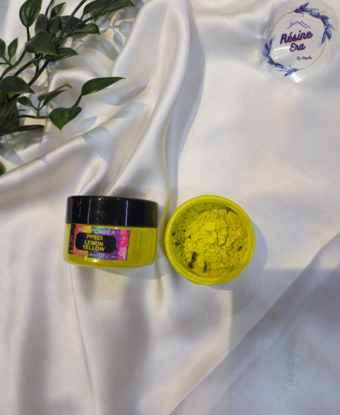 Lemon Yellow Pearl Mica Powder Pigment jar for resin art, epoxy, soap and candle making—vibrant Lemon Yellow pigment