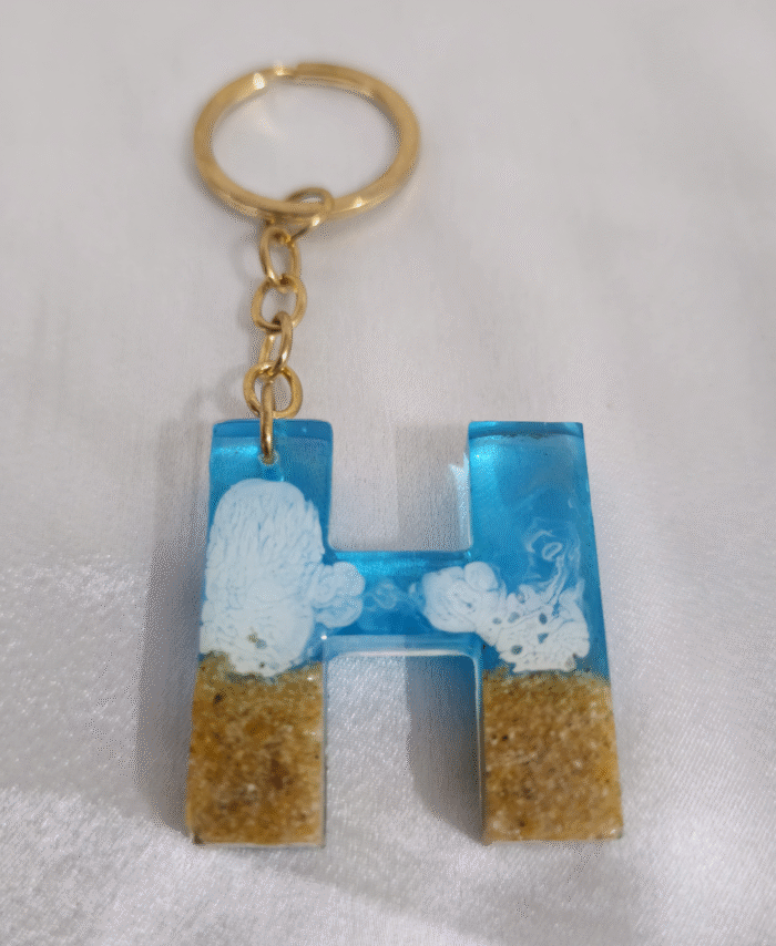 Resin Pebble style Keyring Letter H