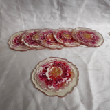 Luxury resin table coaster in pink and white flower style