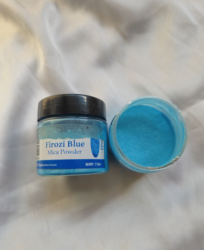 Firozi Blue Pearl Mica Powder Pigment jar for resin art, epoxy, soap and candle making—vibrant metallic Firozi Blue pigment
