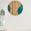 Handmade resin wall clock with ocean wave design