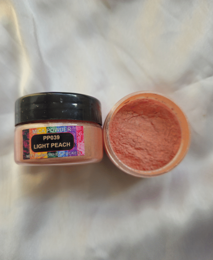 Light Peach Pearl Mica Powder Pigment jar for resin art, epoxy, soap and candle making—vibrant metallic Light Peach pigment