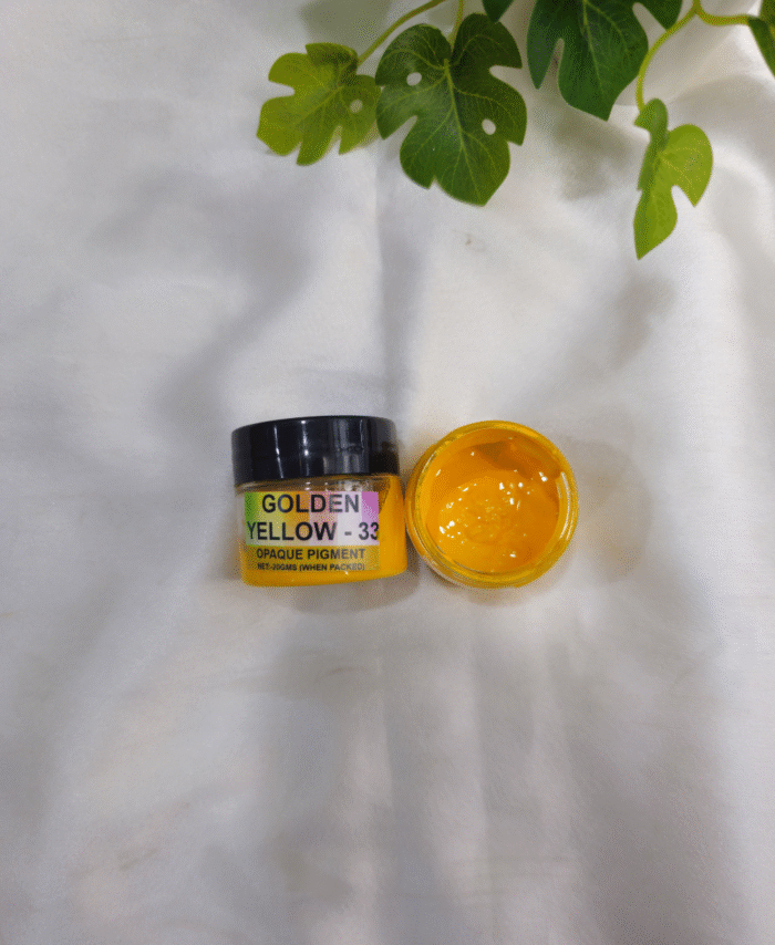 Opaque resin pigment in Golden Yellow jar for epoxy, resin art, and DIY crafts – 20g