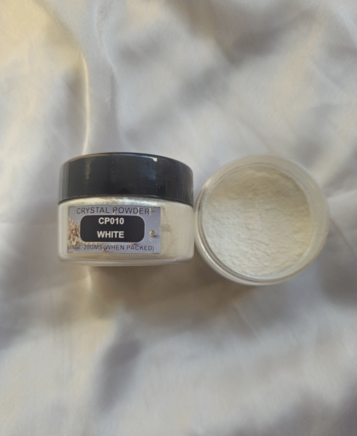 White Crystal Pearl Mica Powder Pigment jar for resin art, epoxy, soap and candle making—vibrant Crystal White pigment