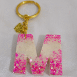 Resin Glitter Keyring Letter M