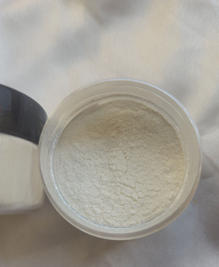 White Crystal Pearl Mica Powder Pigment jar for resin art, epoxy, soap and candle making—vibrant Crystal White pigment