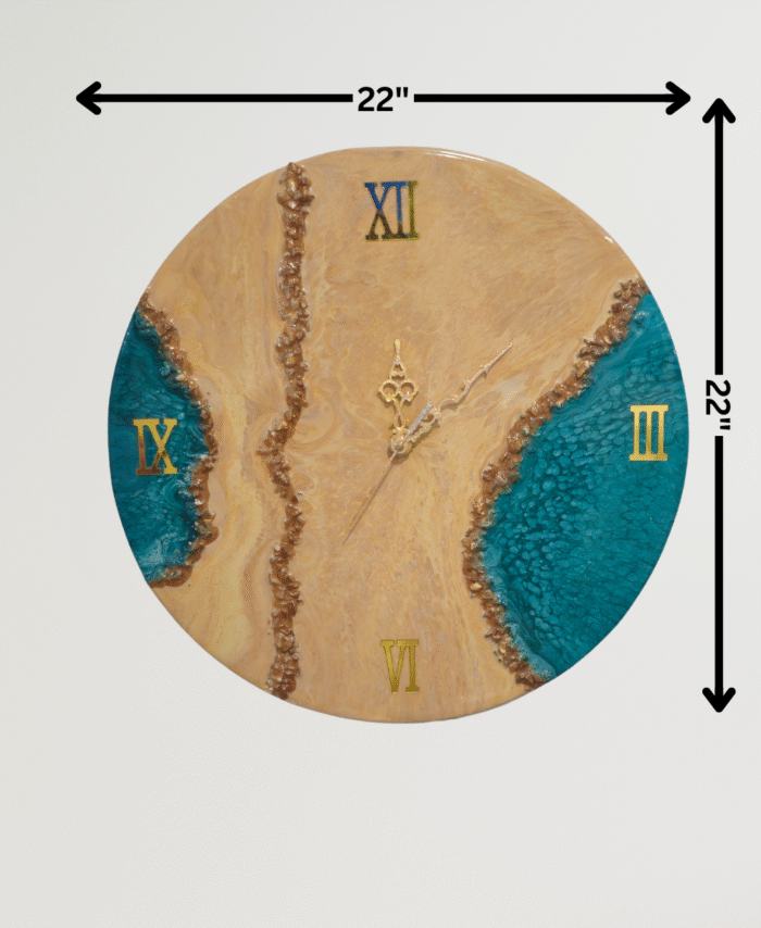 22-inch Unique resin wave wall clock handmade in India