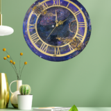 Handmade Resin Wall Clock with Preserved Flowers in Galaxy Design