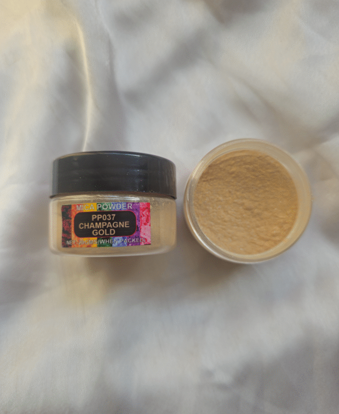 Champagne Crystal Pearl Mica Powder Pigment jar for resin art, epoxy, soap and candle making—vibrant Crystal Champagne pigment