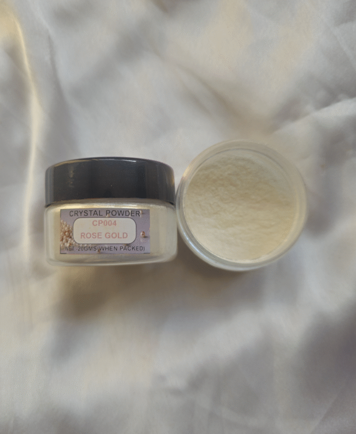 Rose Gold Crystal Pearl Mica Powder Pigment jar for resin art, epoxy, soap and candle making—vibrant Crystal Rose Gold pigment