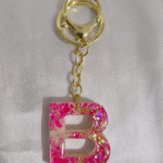Resin Glitter Keyring Letter B with Lobster Clasp