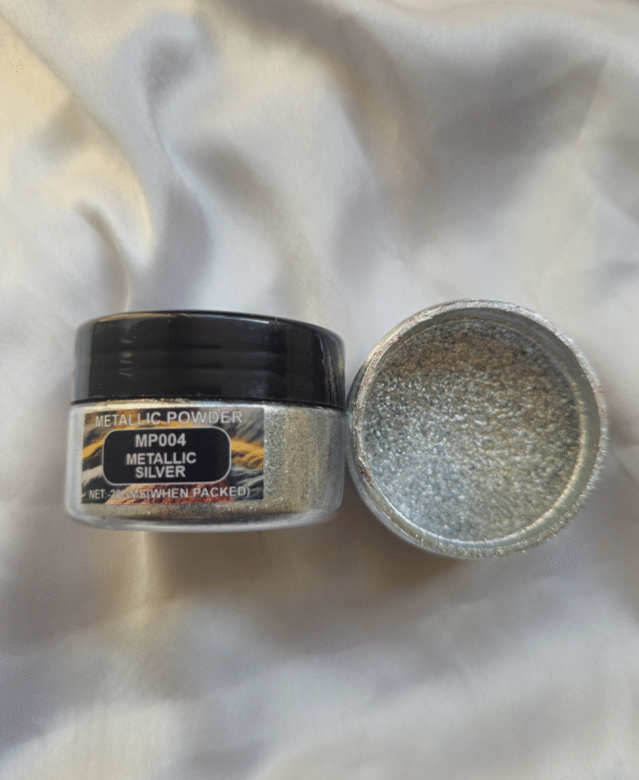 Metallic Silver Pearl Mica Powder Pigment jar for resin art, epoxy, soap and candle making—vibrant Metallic Silver pigment