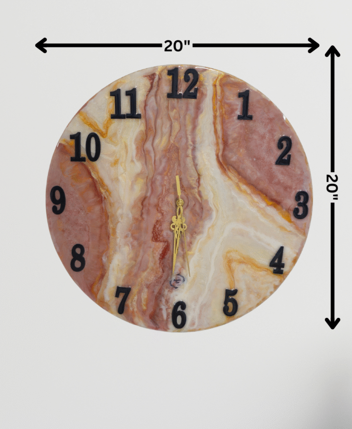 20-inch Marble-inspired resin clock handmade in India