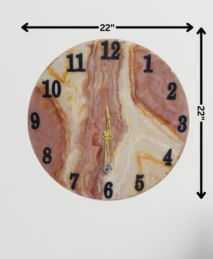 22-inch Marble-inspired resin clock handmade in India