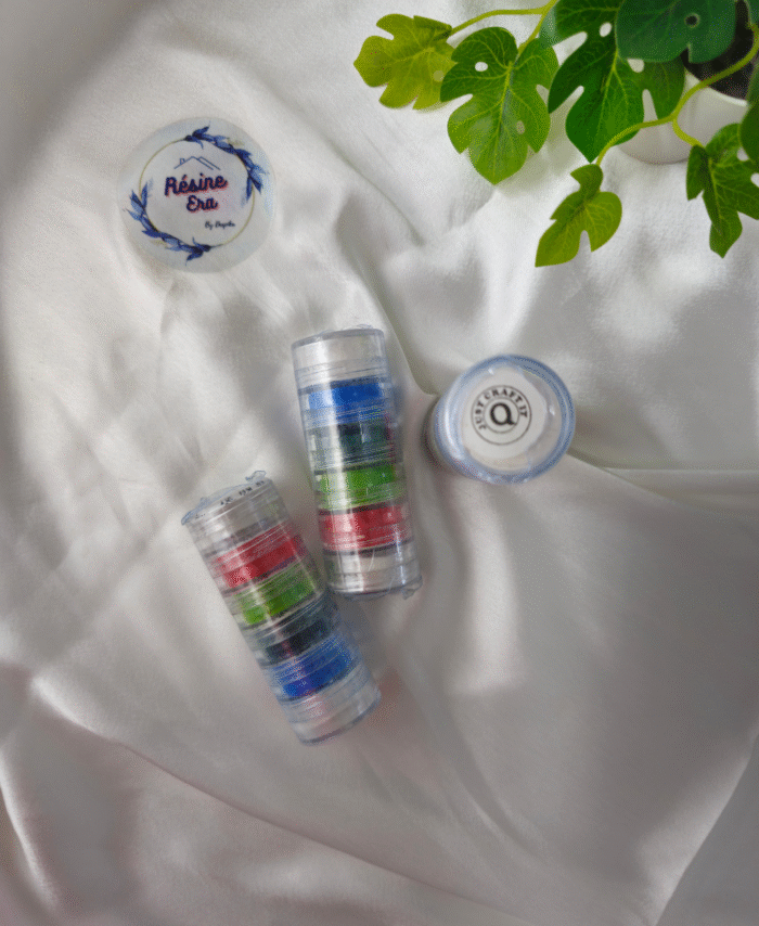 Multi-color mica powder pigment set for resin art and epoxy crafts – 6 shades in stackable jars