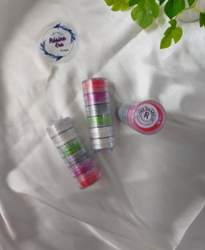 Multi-color mica powder pigment set for resin art and epoxy crafts – 6 shades in stackable jars