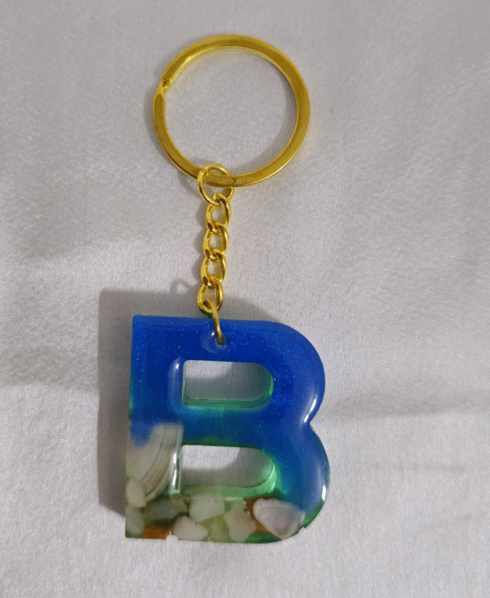 Resin Pebble-style Keyring Letter B