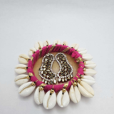 Resineera Lakshmi Footprint for Pooja Thali - Handcrafted with Crystals and Shells