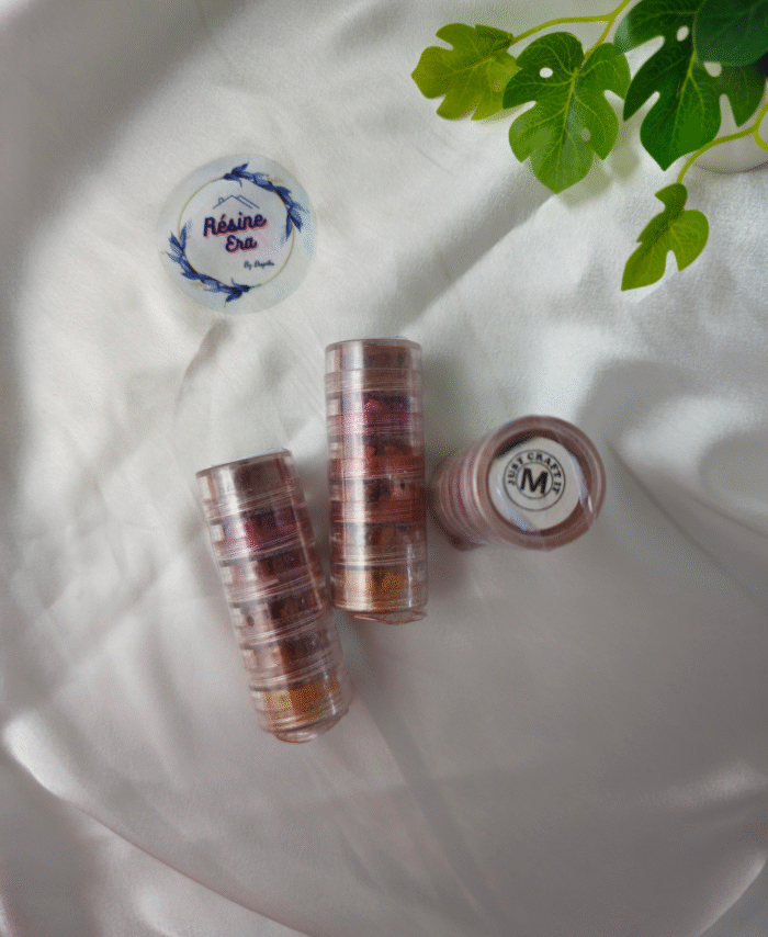 Multi-color mica powder pigment set for resin art and epoxy crafts – 6 shades in stackable jars