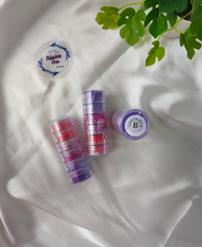 Multi-color mica powder pigment set for resin art and epoxy crafts – 6 shades in stackable jars