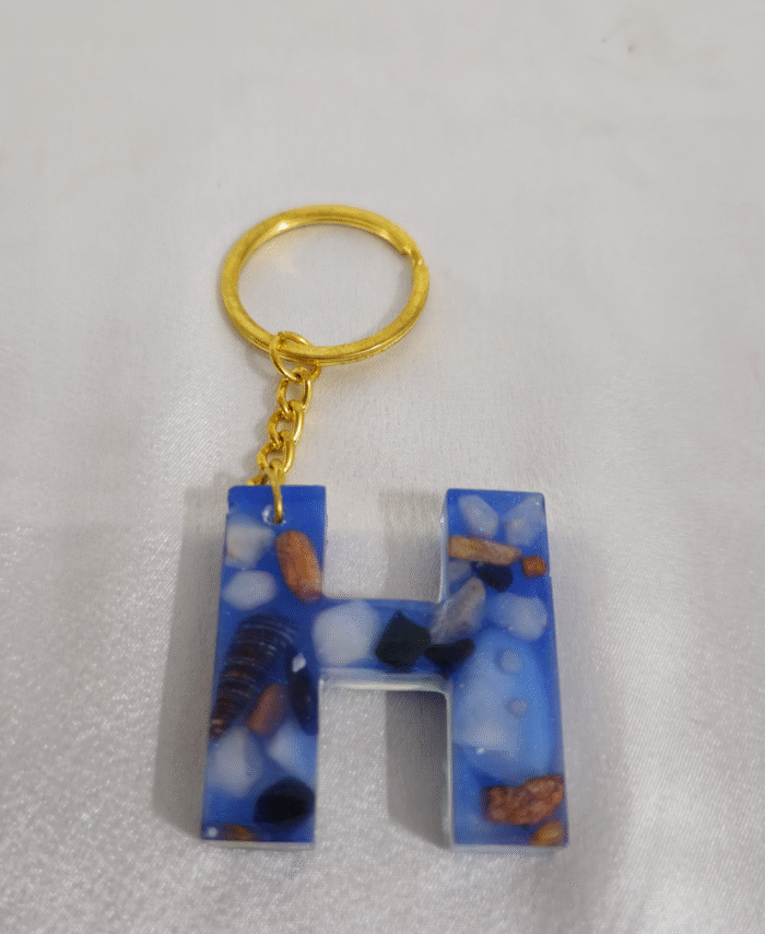Resin Pebble style Keyring Letter H