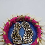 Resineera Lakshmi Footprint for Pooja Thali - Handcrafted with Crystals and Shells