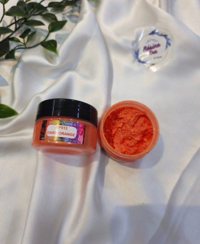 Dark Orange Pearl Mica Powder Pigment jar for resin art, epoxy, soap and candle making—vibrant Dark Orange pigment