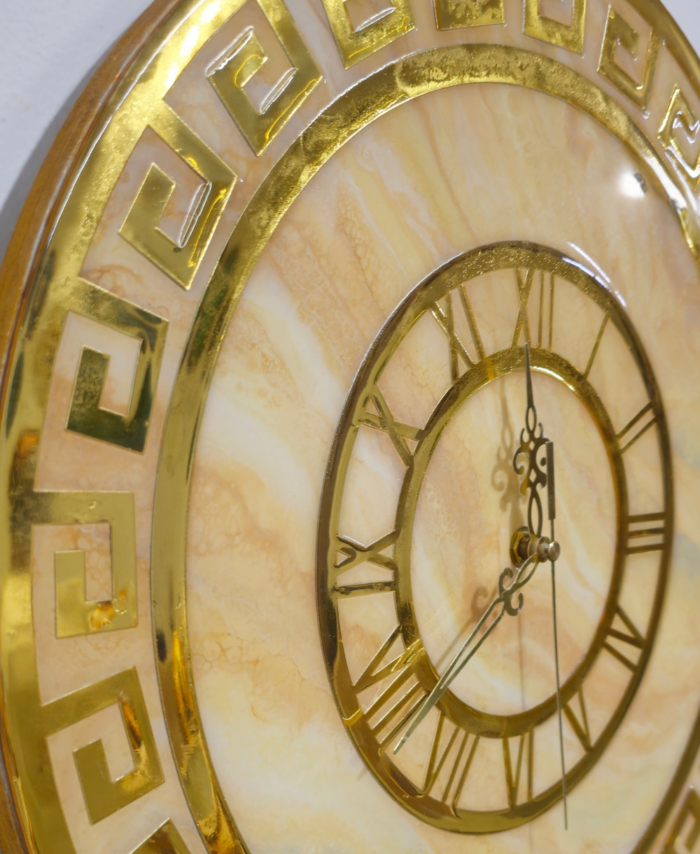 Handmade resin clock with Greek border design