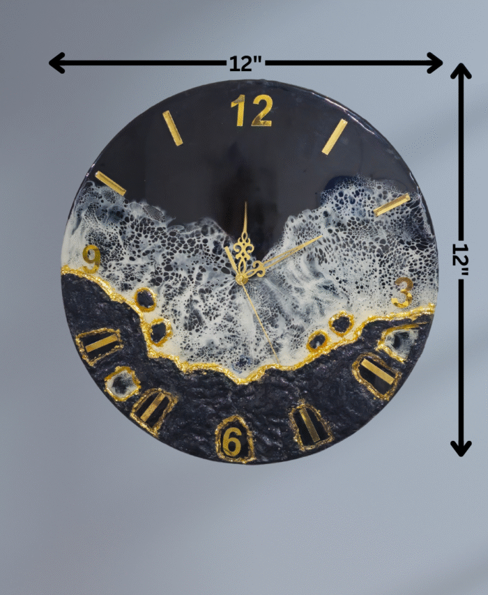 12-inch Resin ocean wave wall clock handmade in India