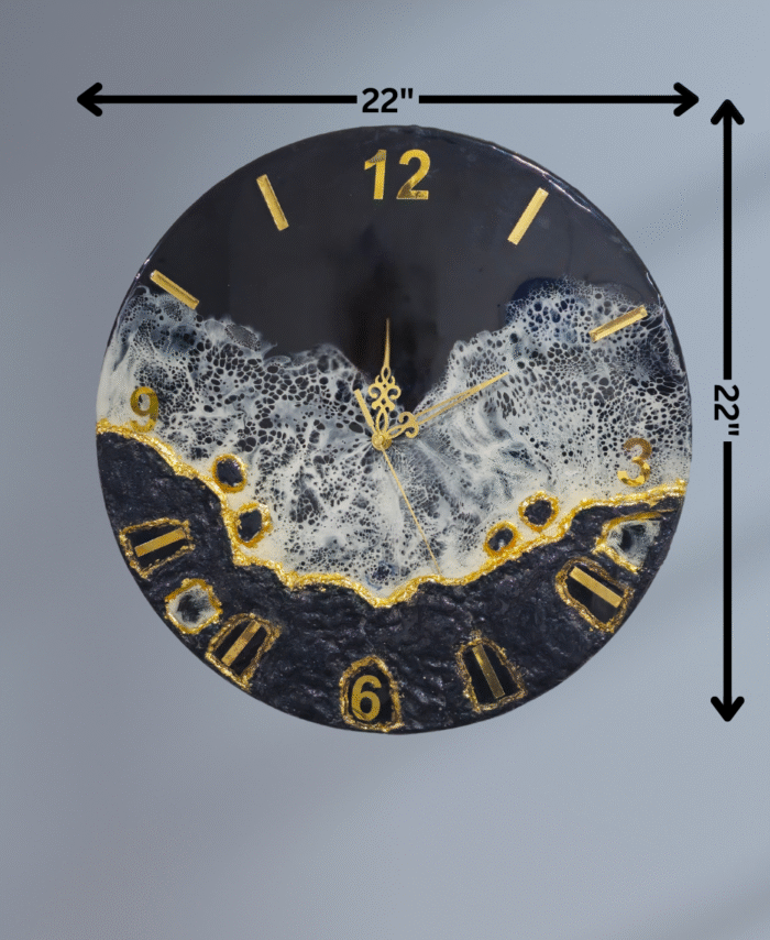 22-inch Resin ocean wave wall clock handmade in India