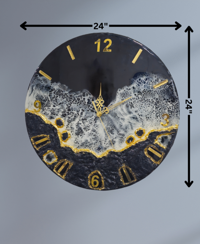 24-inch Resin ocean wave wall clock handmade in India