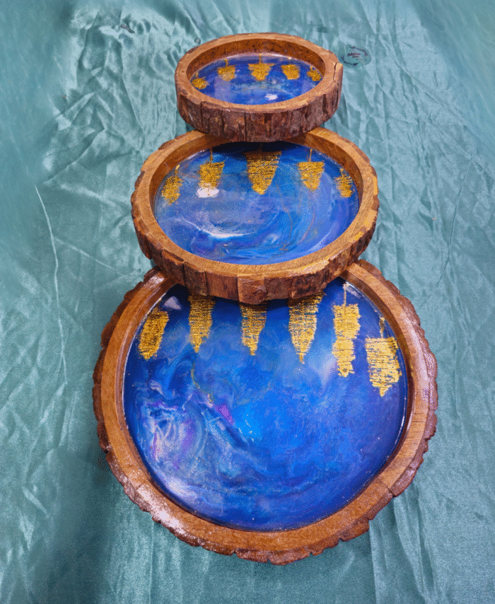 Handcrafted Resin Tray Set of 3