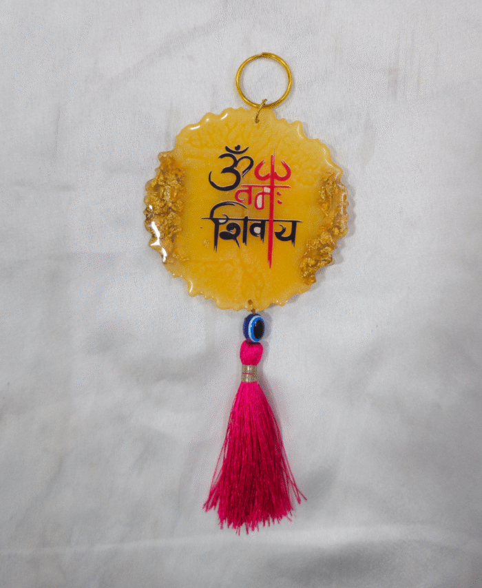 Yellow Om Namah Shivaay Car Hanging