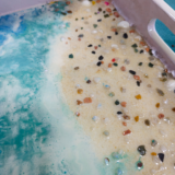 Handmade Rectangular Resin Tray with Ocean Waves and Sandy Beach Design