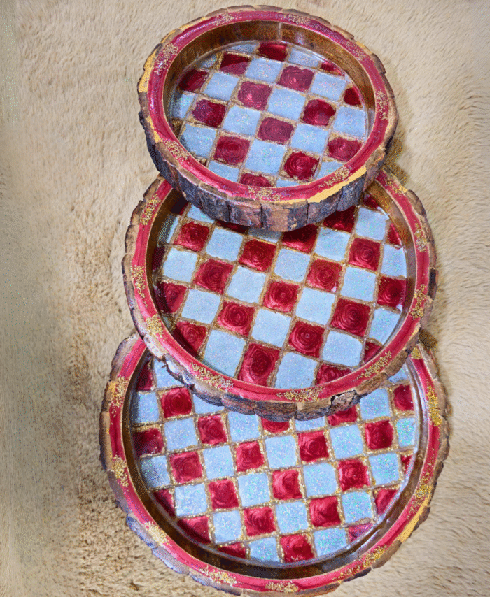 Handcrafted Resin Tray Set of 3