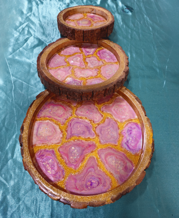 Handcrafted Resin Tray Set of 3