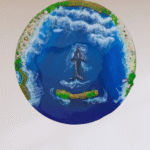 Handmade Ocean Resin Wall Art with Whale, featuring 3D ocean waves and shoreline design
