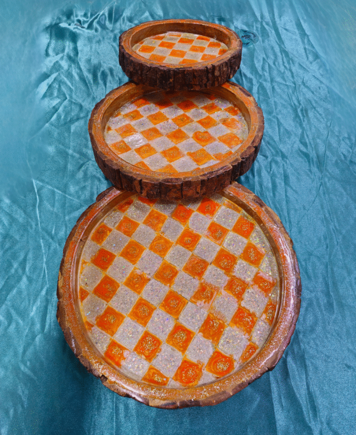 Handcrafted Resin Tray Set of 3