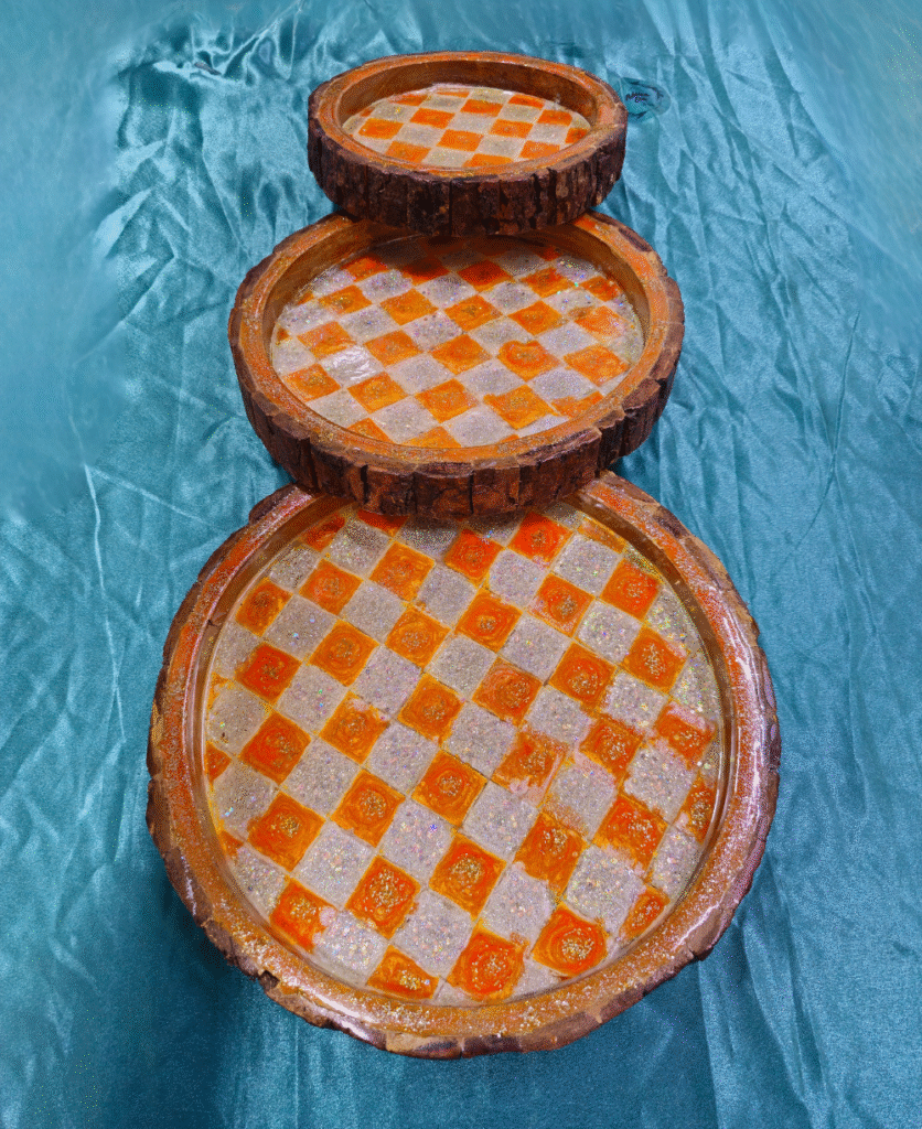 Handcrafted Resin Tray Set of 3