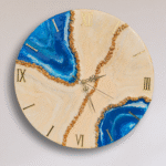 Handmade resin wall clock with ocean wave design